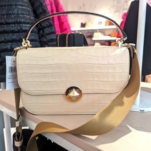 Kate Spade Audrey Croc Embossed Flap Crossbody.